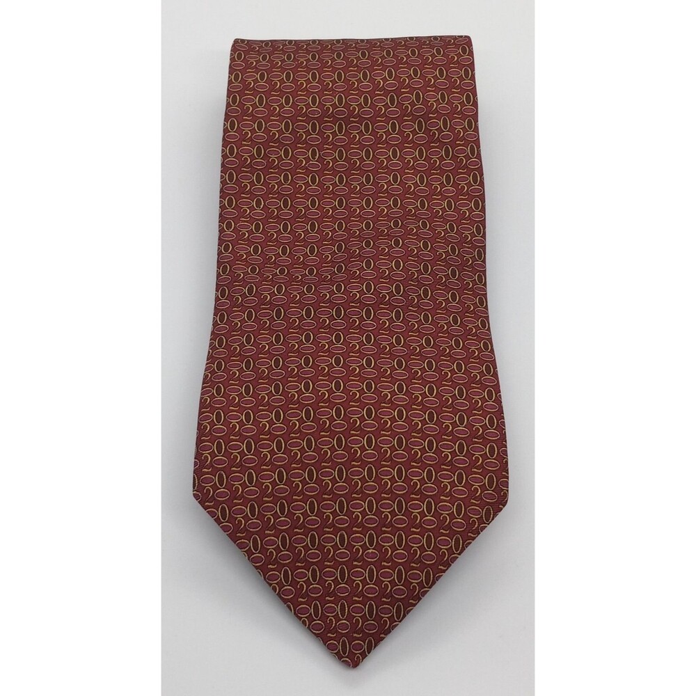 Brooks Brothers Silk Makers Necktie. Red Men's Tie Numbers Theme. 56" x 3.5"